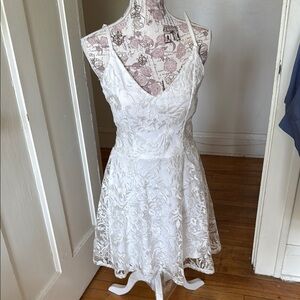 Windsor White Floral Lacey Prom Dress